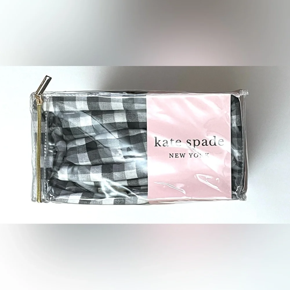 Kate Spade ♠️ KING Sheet Set Black Gray White Plaid Flannel 100% Cotton